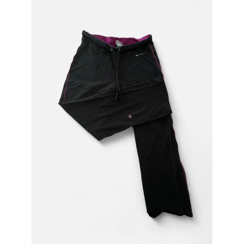 Vntg Champion Elite Womens Size Small Black/Pink Workout Pants Drawstring